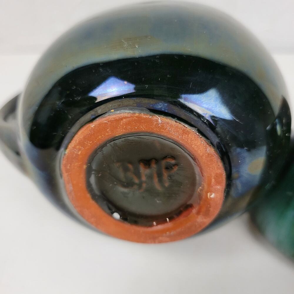 Vintage Blue Mountain Pottery Table Set Green Drip Glaze Ceramic Set of 4 - Picture 7 of 16